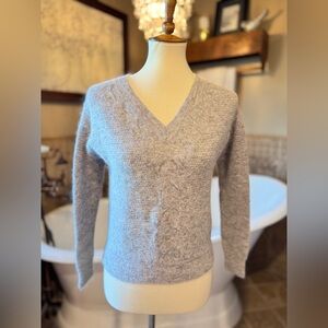 Medicine Elegant Heather Gray V-Neck Sweater XS